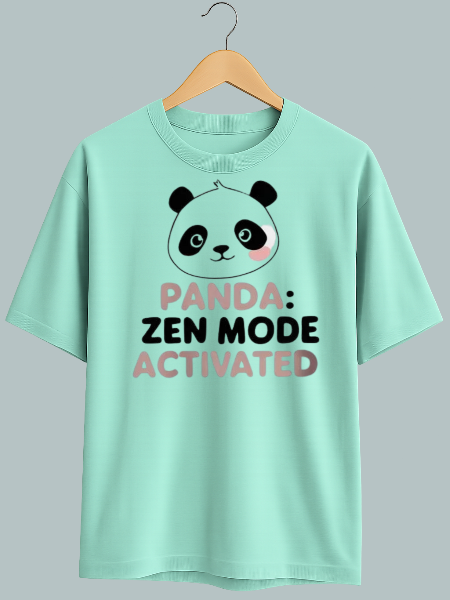 “Zen Mode oversized t-shirt with minimal meditation-inspired graphic”