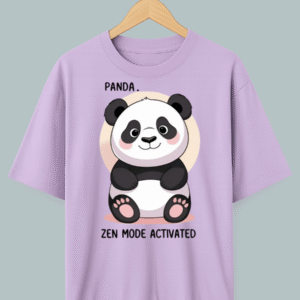 “Panda Zen Mode oversized t-shirt with relaxing panda meditation graphic”