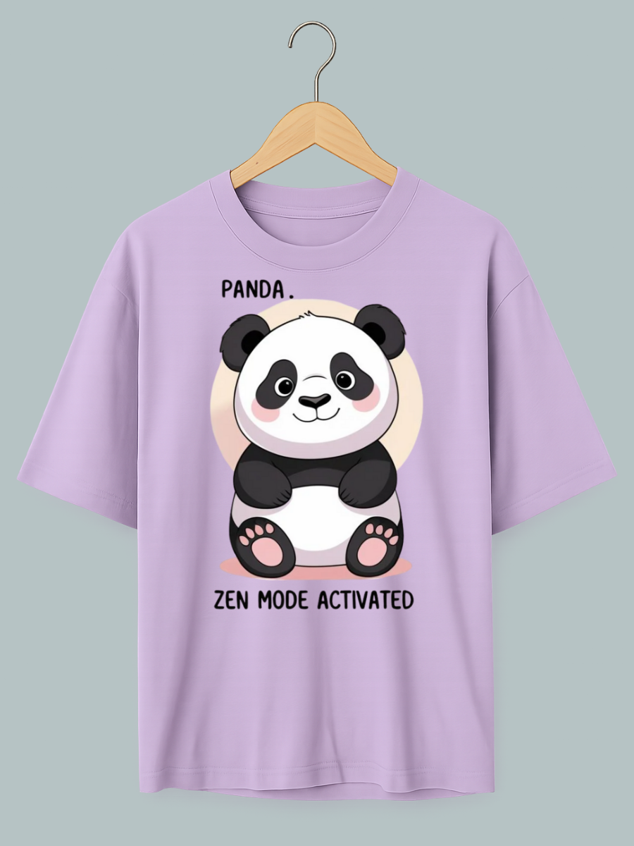 “Panda Zen Mode oversized t-shirt with relaxing panda meditation graphic”