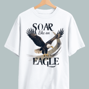“Soar Like an Eagle oversized t-shirt with bold flying eagle graphic design”