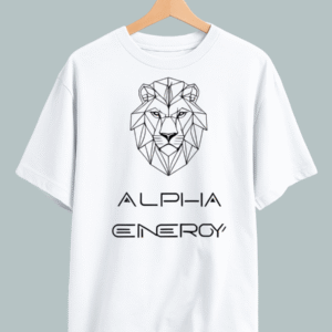 "Men’s oversized streetwear tee featuring graphic text ‘Alpha Energy’ — ideal for confident, bold style."
