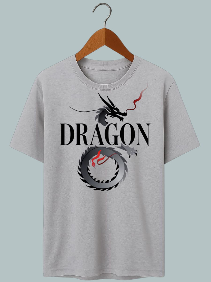 "Fantasy-themed dragon graphic tee with oversized fit — ideal for anime and RPG fans."