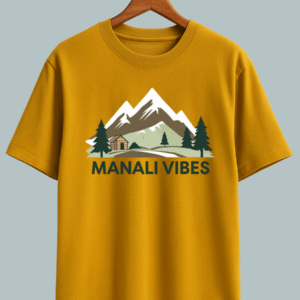 “Manali Vibes oversized t-shirt with mountain graphic design in 240 GSM cotton”
